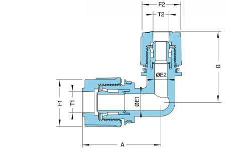 PFA Flare-Type Reducing Elbow Union Fitting